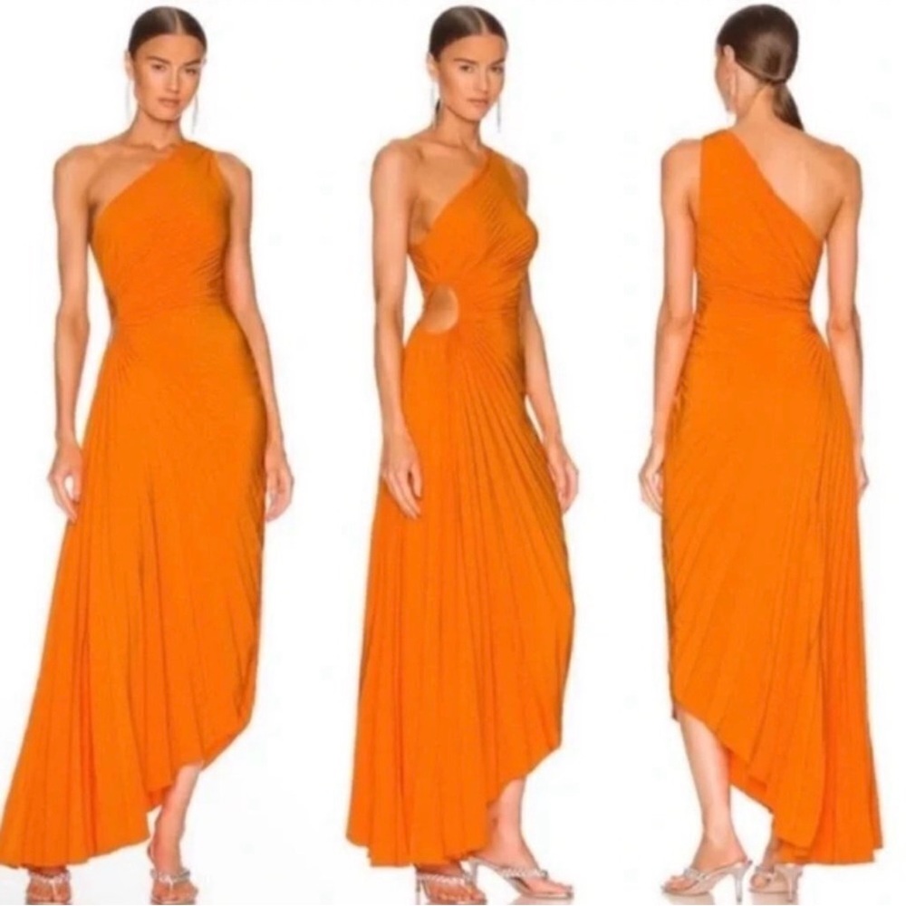 ALC Delfina Off the Shoulder Cut Out Orange Dress